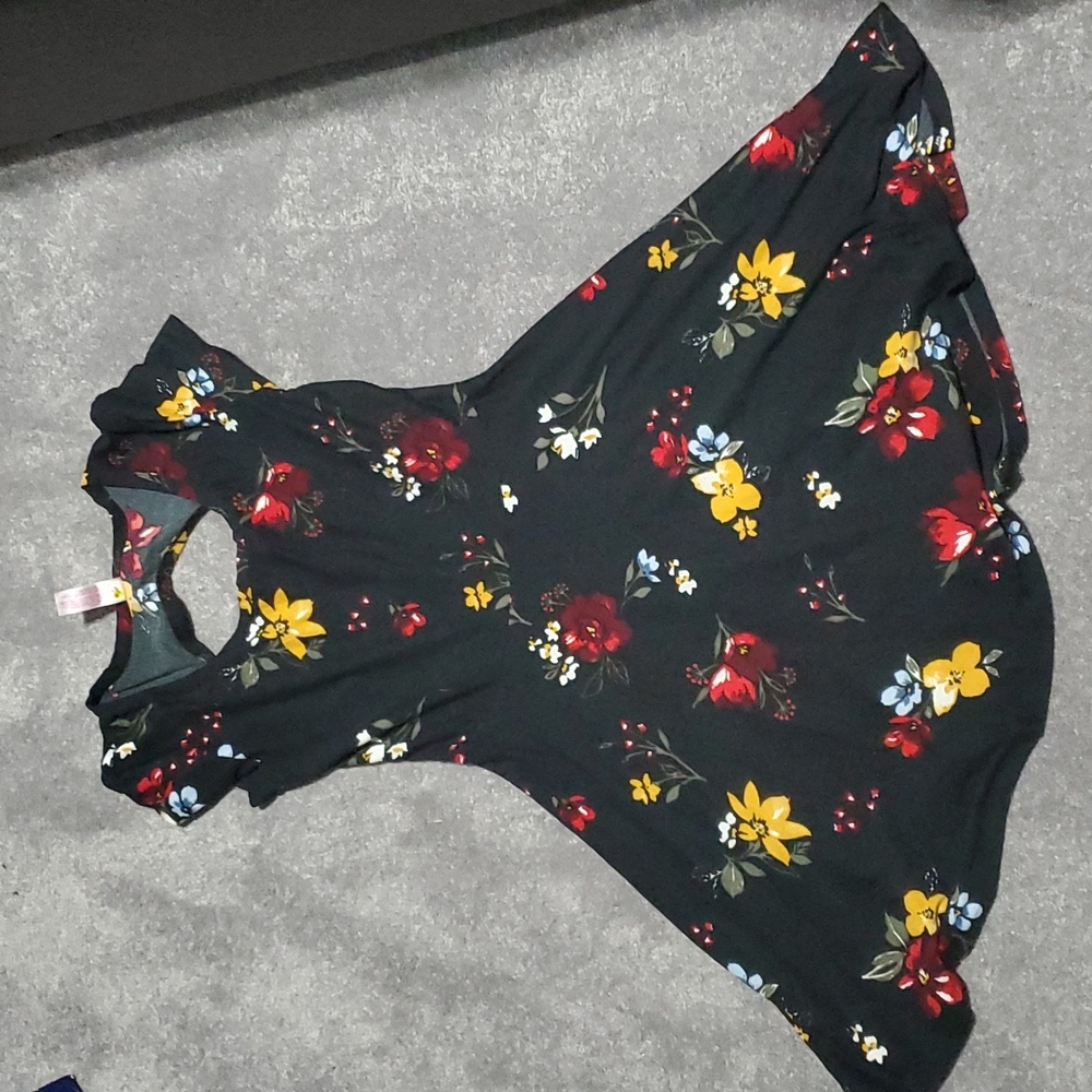 NO Boundaries size Juniors S 3-5 Black Floral Dress